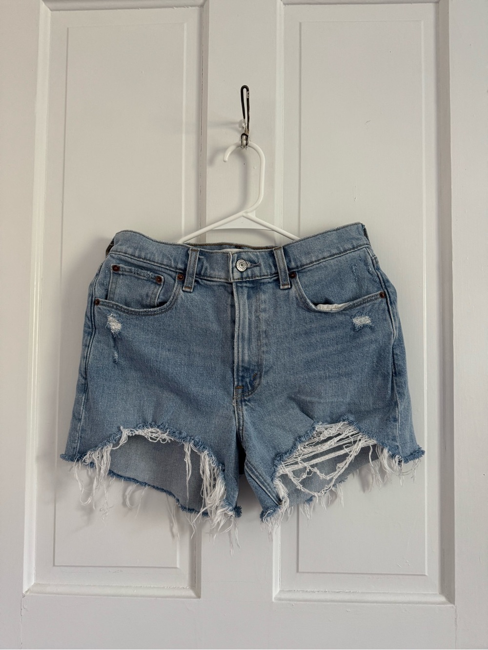 Abercrombie & Fitch Light Blue Distressed Denim Cutoff Shorts